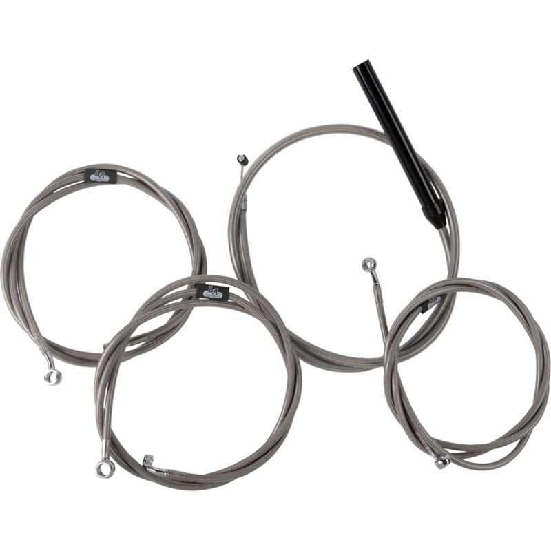 LA CHOPPERS Handlebar Cable/Brake Line Kit – Complete – 12 – 14 Handlebars – Stainless LA-8059KT2-13