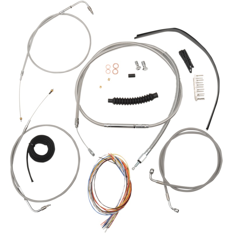 LA CHOPPERS Handlebar Cable/Brake Line Kit – Complete – 12 – 14 Handlebars – Stainless LA-8130KT2-13