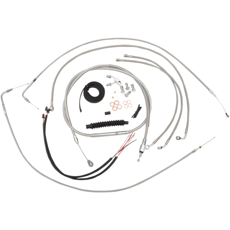 LA CHOPPERS Handlebar Cable/Brake Line Kit – Complete – 12 – 14 Handlebars – Stainless LA-8150KT2-13