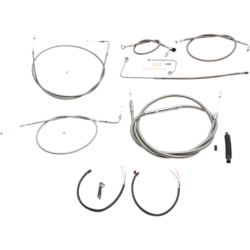 LA CHOPPERS Handlebar Cable/Brake Line Kit – Complete – 12 – 14 Handlebars – Stainless LA-8151KT2A-13