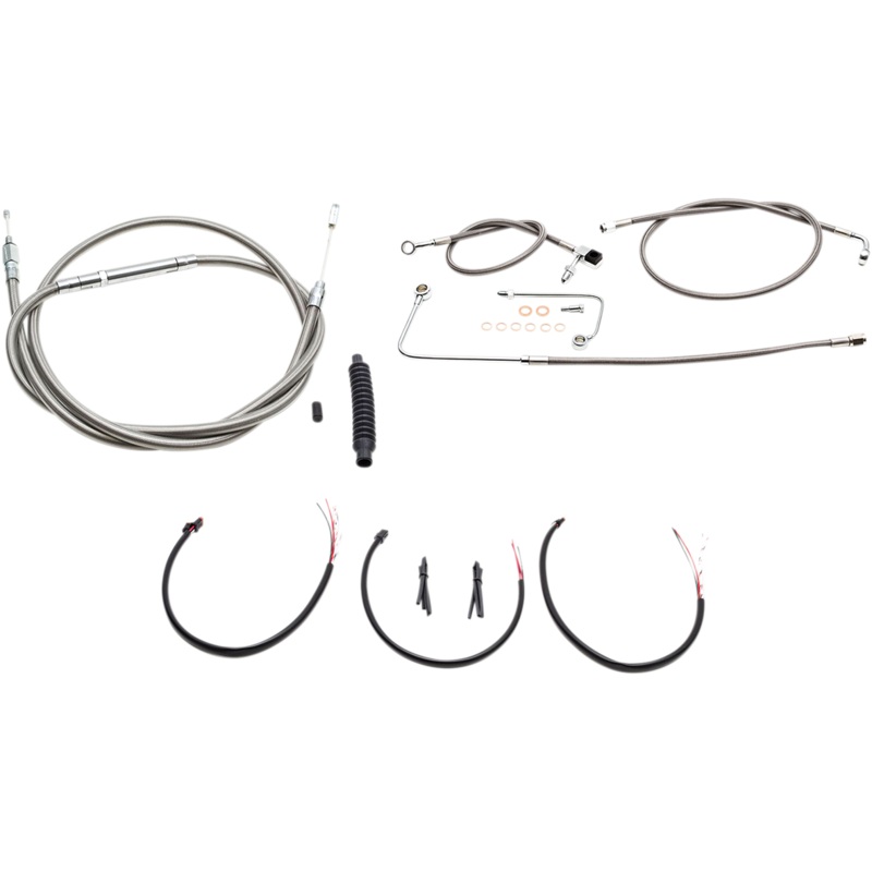 LA CHOPPERS Handlebar Cable/Brake Line Kit – Complete – 12 – 14 Handlebars – Stainless LA-8151KT2B-13