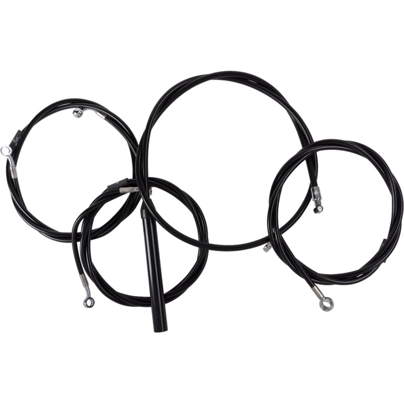 LA CHOPPERS Handlebar Cable/Brake Line Kit – Complete – 15 – 17 Handlebars – Black Vinyl LA-8059KT2-16B