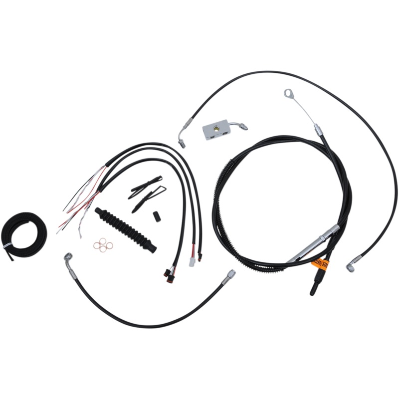LA CHOPPERS Handlebar Cable/Brake Line Kit – Complete – 15 – 17 Handlebars – Black Vinyl LA-8152KT2-16B