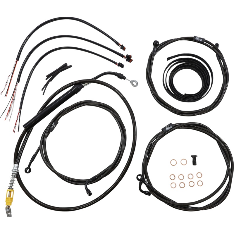 LA CHOPPERS Handlebar Cable/Brake Line Kit – Complete – 15 – 17 Handlebars – Midnight LA-8056KT2-16M
