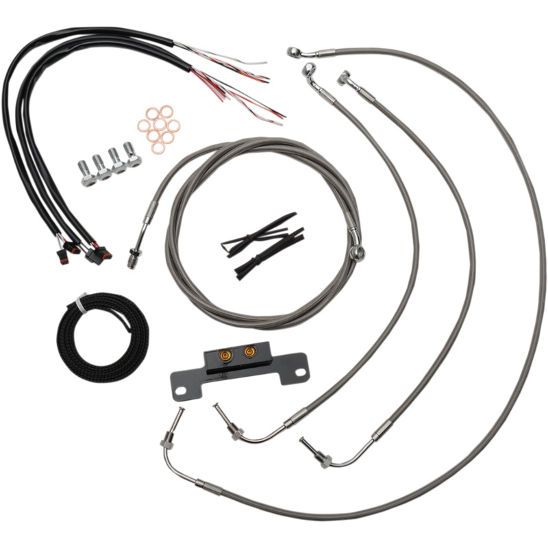 LA CHOPPERS Handlebar Cable/Brake Line Kit – Complete – 15 – 17 Handlebars – Stainless LA-8055KT2-16