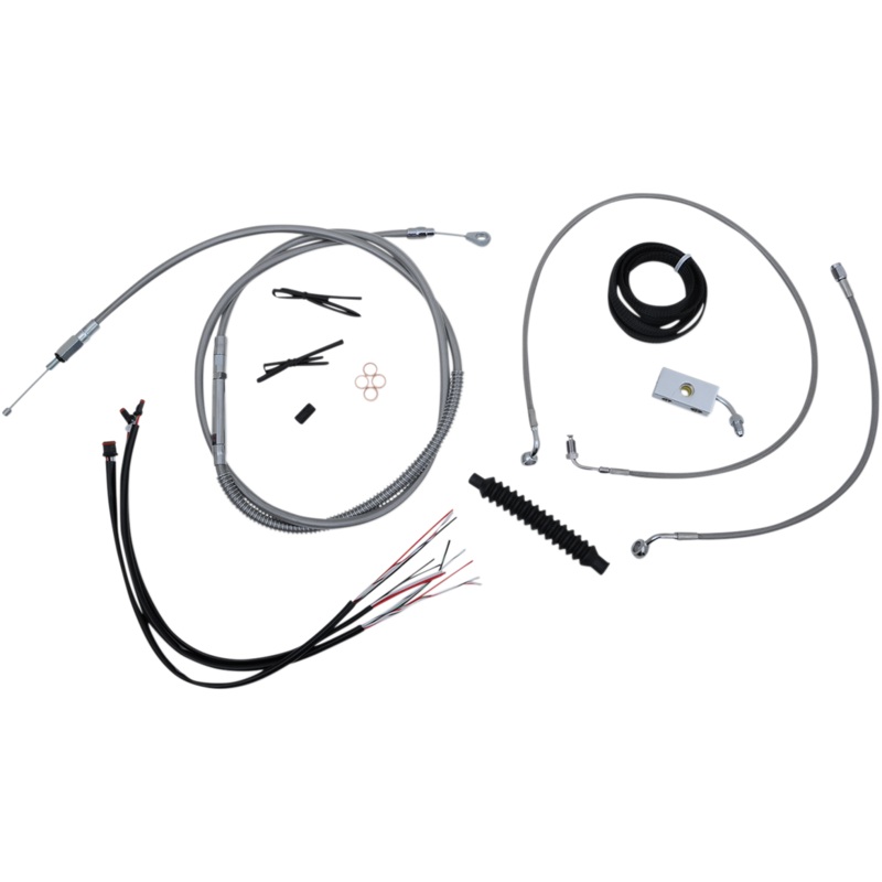LA CHOPPERS Handlebar Cable/Brake Line Kit – Complete – 15 – 17 Handlebars – Stainless LA-8152KT2-16