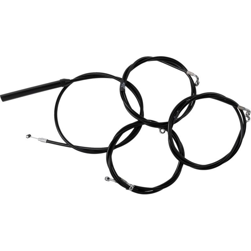 LA CHOPPERS Handlebar Cable/Brake Line Kit – Complete – 18 – 20 Handlebars – Black Vinyl LA-8059KT2-19B