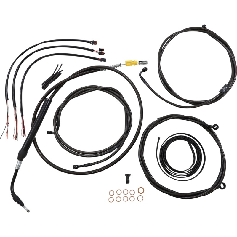 LA CHOPPERS Handlebar Cable/Brake Line Kit – Complete – 18 – 20 Handlebars – Midnight LA-8056KT2-19M