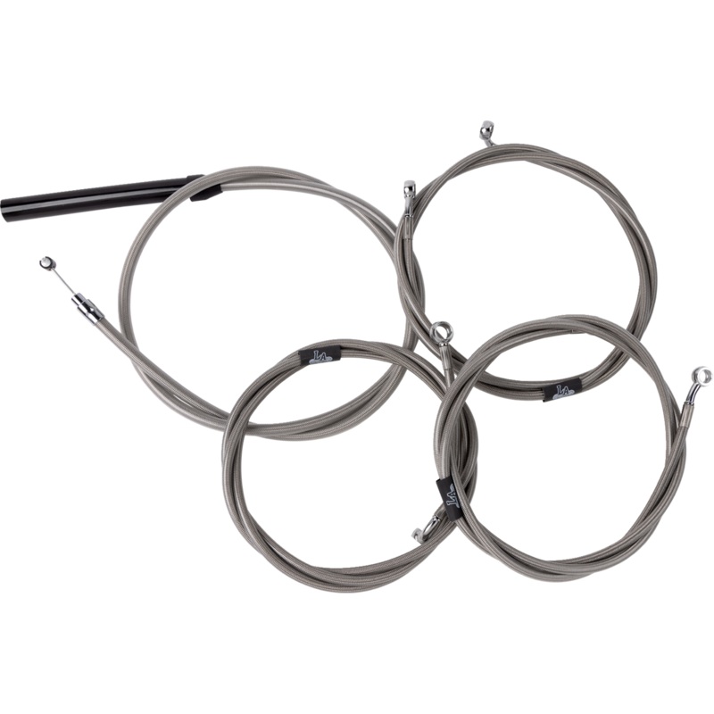 LA CHOPPERS Handlebar Cable/Brake Line Kit – Complete – 18 – 20 Handlebars – Stainless LA-8059KT2-19