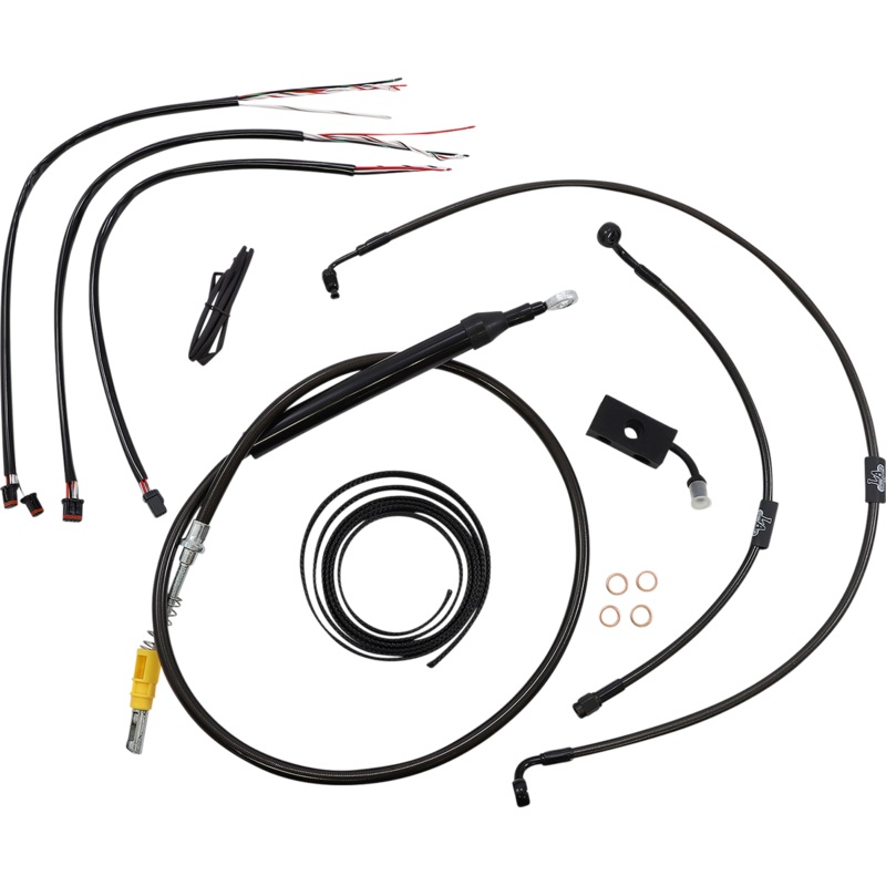 LA CHOPPERS Handlebar Cable/Brake Line Kit – Quick Connect – Complete – 15 – 17 Handlebars – Midnight LA-8155KT2-16M