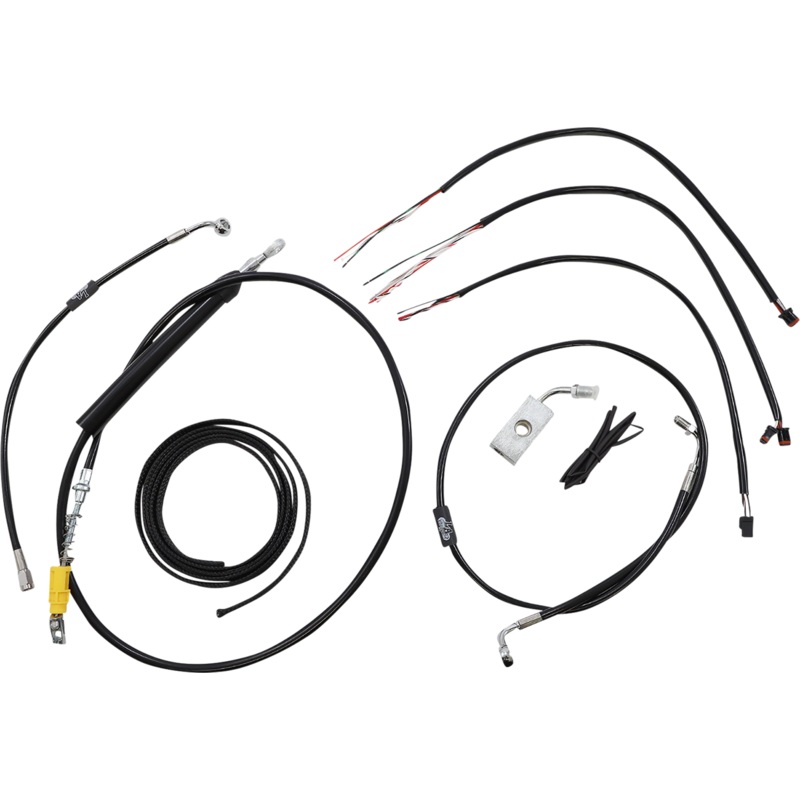 LA CHOPPERS Handlebar Cable/Brake Line Kit – Quick Connect – Complete – 18 – 20 Handlebars – Black Vinyl LA-8155KT2-19B