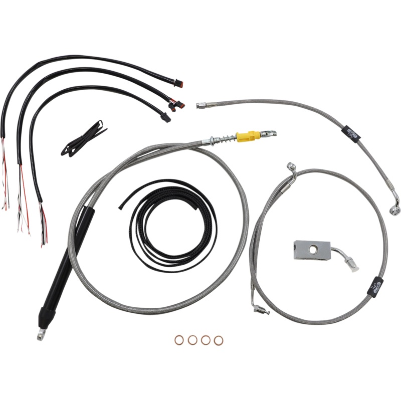 LA CHOPPERS Handlebar Cable/Brake Line Kit – Quick Connect – Complete – 18 – 20 Handlebars – Stainless LA-8155KT2-19
