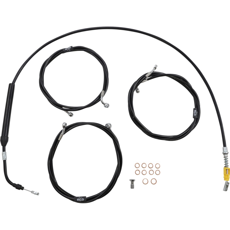LA CHOPPERS Handlebar Cable/Brake Line Kit – 12 – 14 Ape Hanger Handlebars – Black Vinyl LA-8056KT-13B