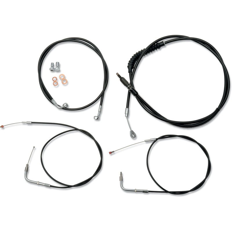 LA CHOPPERS Handlebar Cable/Brake Line Kit – 12 – 14 Ape Hanger Handlebars – Black Vinyl LA-8230KT-13B