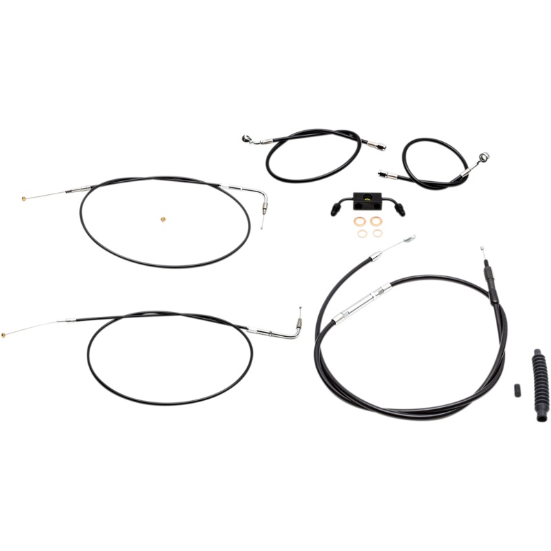 LA CHOPPERS Handlebar Cable/Brake Line Kit – 12 – 14 Ape Hanger Handlebars – Black Vinyl LA-8231KT-13B