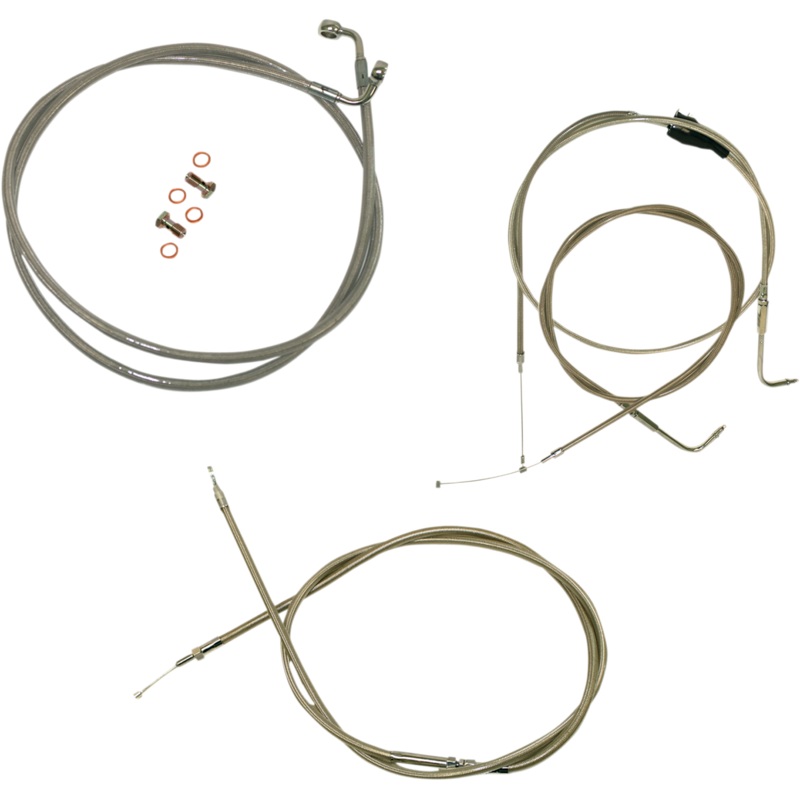 LA CHOPPERS Handlebar Cable/Brake Line Kit – 12 – 14 Ape Hanger Handlebars – Stainless Steel LA-8005KT-13