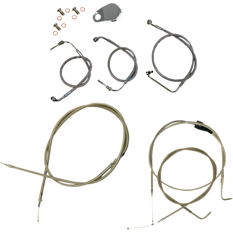 LA CHOPPERS Handlebar Cable/Brake Line Kit – 12 – 14 Ape Hanger Handlebars – Stainless Steel LA-8006KT-13