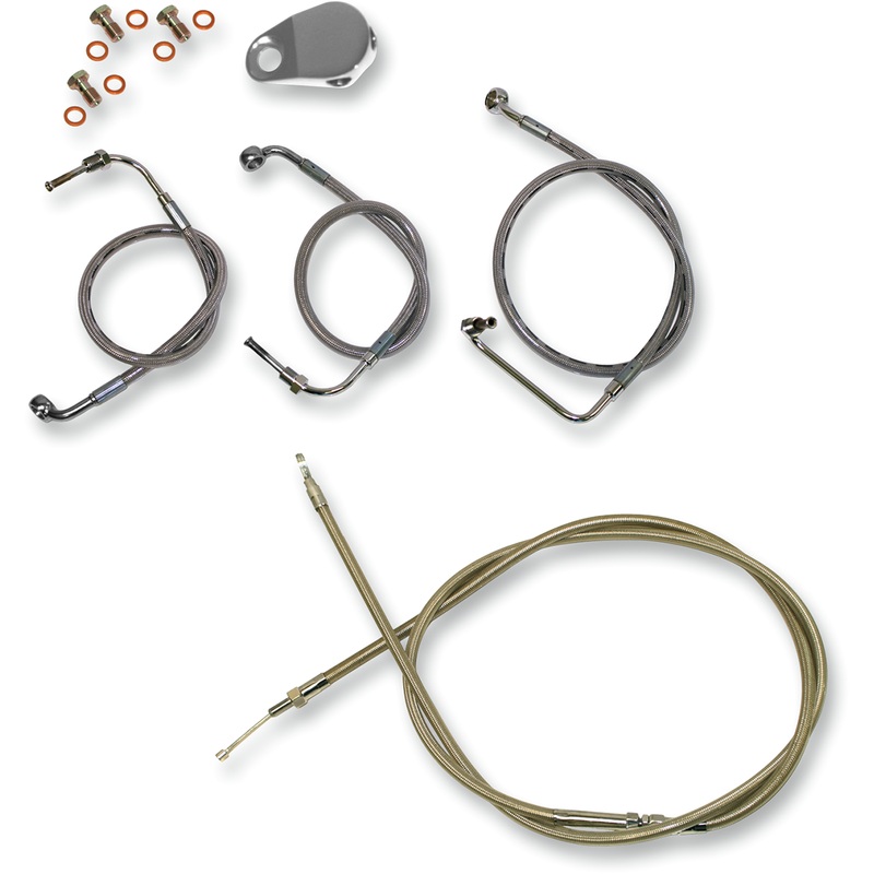 LA CHOPPERS Handlebar Cable/Brake Line Kit – 12 – 14 Ape Hanger Handlebars – Stainless Steel LA-8010KT-13