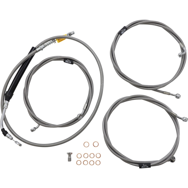 LA CHOPPERS Handlebar Cable/Brake Line Kit – 12 – 14 Ape Hanger Handlebars – Stainless Steel LA-8056KT-13