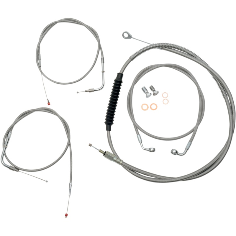 LA CHOPPERS Handlebar Cable/Brake Line Kit – 12 – 14 Ape Hanger Handlebars – Stainless Steel LA-8210KT-13