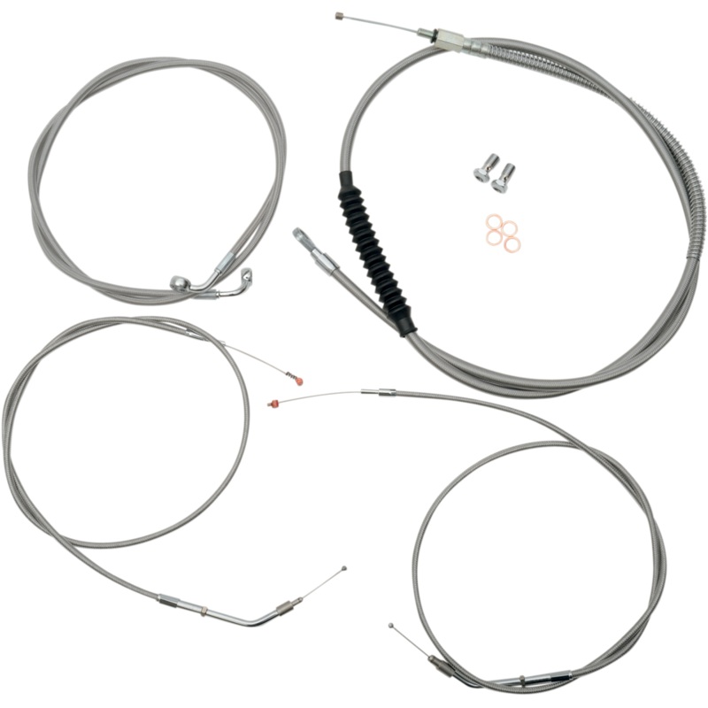 LA CHOPPERS Handlebar Cable/Brake Line Kit – 12 – 14 Ape Hanger Handlebars – Stainless Steel LA-8320KT-13