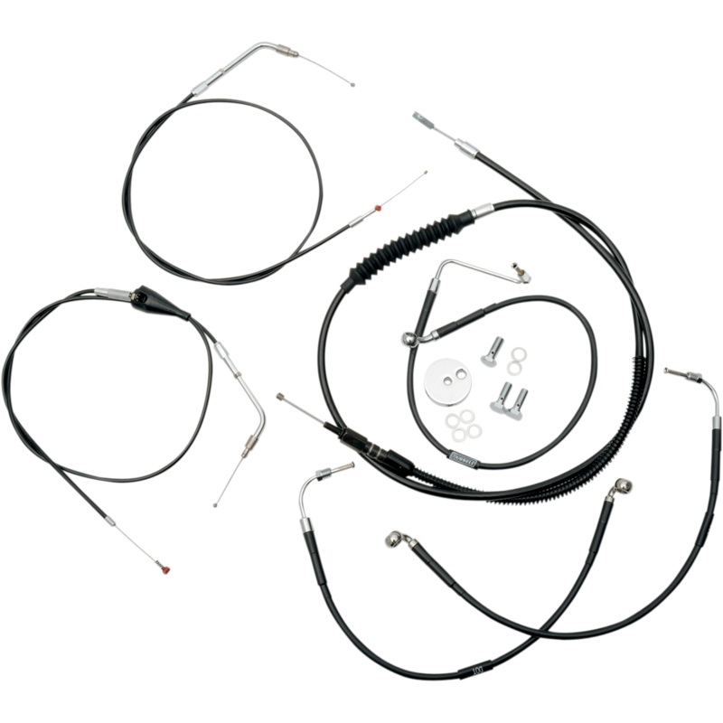 LA CHOPPERS Handlebar Cable/Brake Line Kit – 15 – 17 Ape Hanger Handlebars – Black Vinyl LA-8005KT-16B