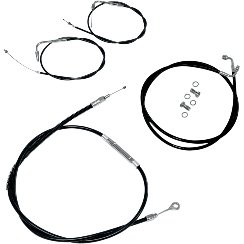 LA CHOPPERS Handlebar Cable/Brake Line Kit – 15 – 17 Ape Hanger Handlebars – Black Vinyl LA-8100KT-16B
