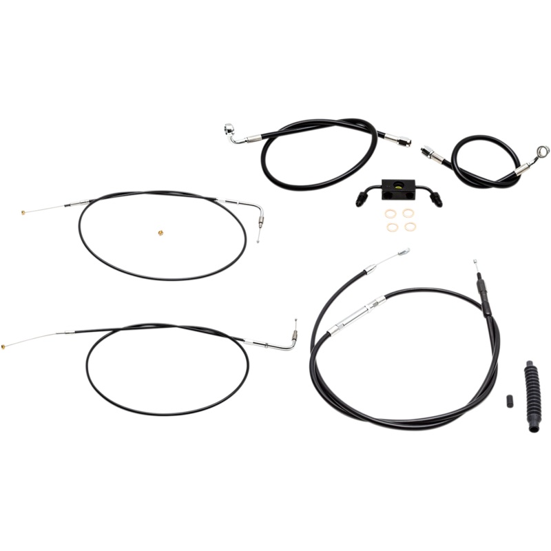 LA CHOPPERS Handlebar Cable/Brake Line Kit – 15 – 17 Ape Hanger Handlebars – Black Vinyl LA-8321KT-16B