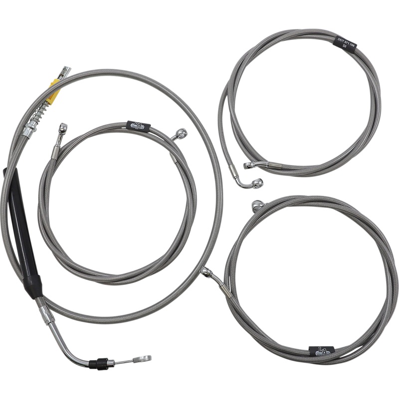 LA CHOPPERS Handlebar Cable/Brake Line Kit – 15 – 17 Ape Hanger Handlebars – Stainless Steel LA-8056KT-16