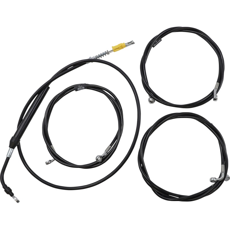 LA CHOPPERS Handlebar Cable/Brake Line Kit – 18 – 20 Ape Hanger Handlebars – Black Vinyl LA-8058KT-19B