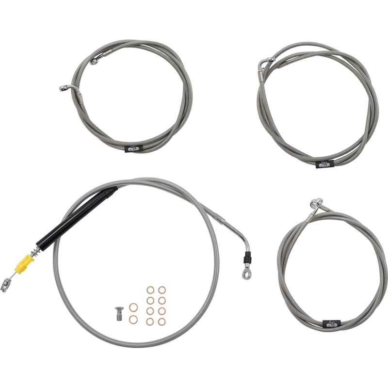 LA CHOPPERS Handlebar Cable/Brake Line Kit – 18 – 20 Ape Hanger Handlebars – Stainless Steel LA-8056KT-19