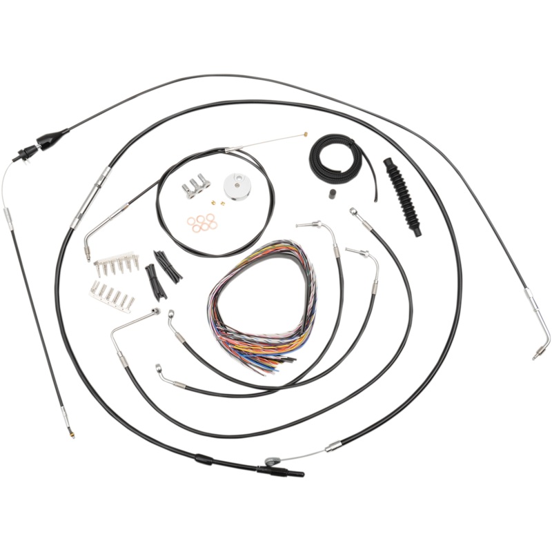 LA CHOPPERS Handlebar Cable/Brake Line Kit – Complete – 12 – 14 Handlebars – Black Vinyl LA-8006KT2B-13B
