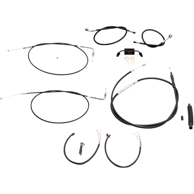 LA CHOPPERS Handlebar Cable/Brake Line Kit – Complete – 12 – 14 Handlebars – Black Vinyl LA-8211KT2-13B