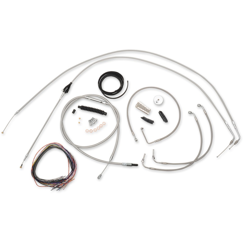 LA CHOPPERS Handlebar Cable/Brake Line Kit – Complete – 12 – 14 Handlebars – Stainless LA-8005KT2A-13
