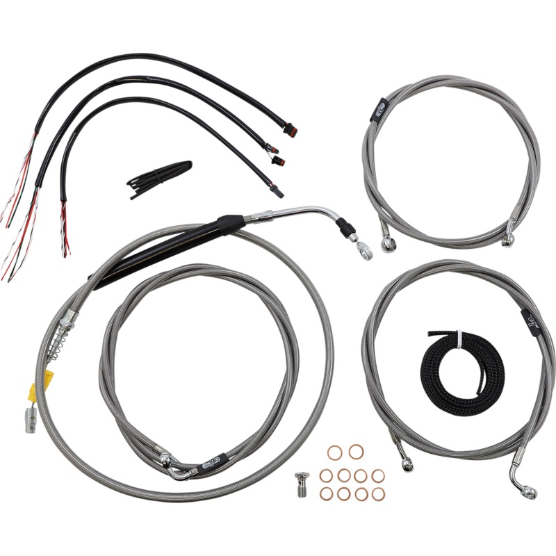 LA CHOPPERS Handlebar Cable/Brake Line Kit – Complete – 12 – 14 Handlebars – Stainless LA-8058KT2-13