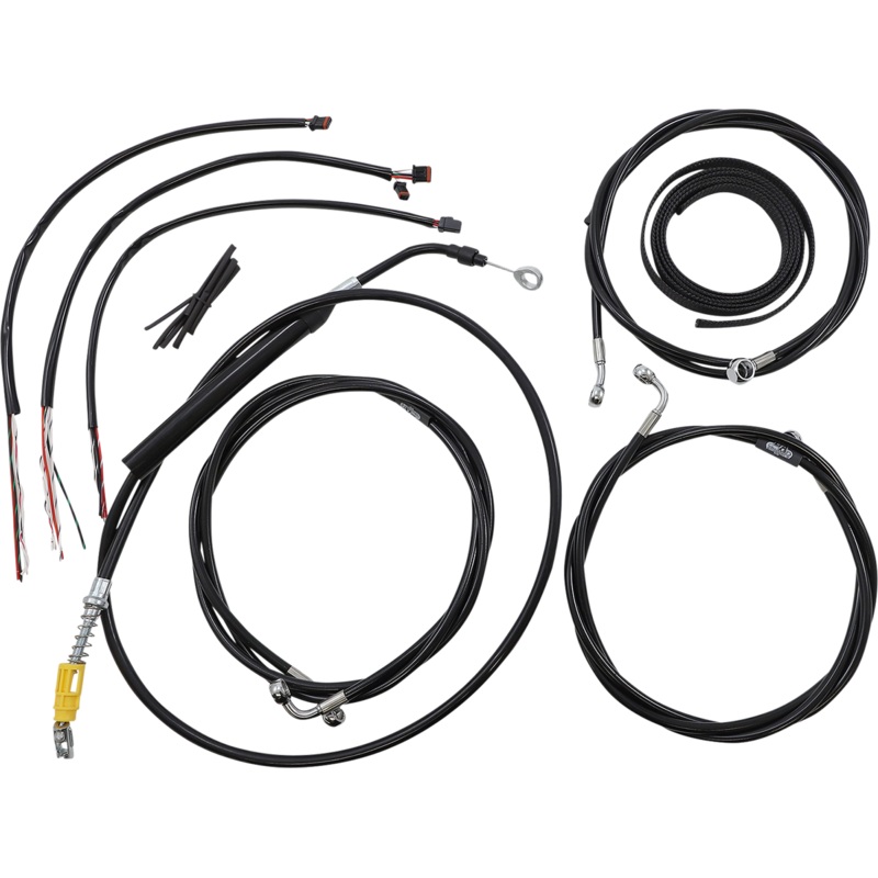 LA CHOPPERS Handlebar Cable/Brake Line Kit – Complete – 15 – 17 Handlebars – Black Vinyl LA-8058KT2-16B