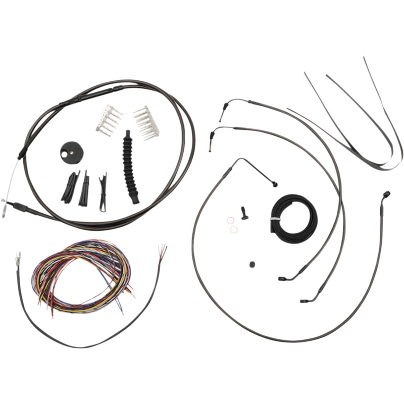 LA CHOPPERS Handlebar Cable/Brake Line Kit – Complete – 15 – 17 Handlebars – Midnight LA-8154KT2-16M