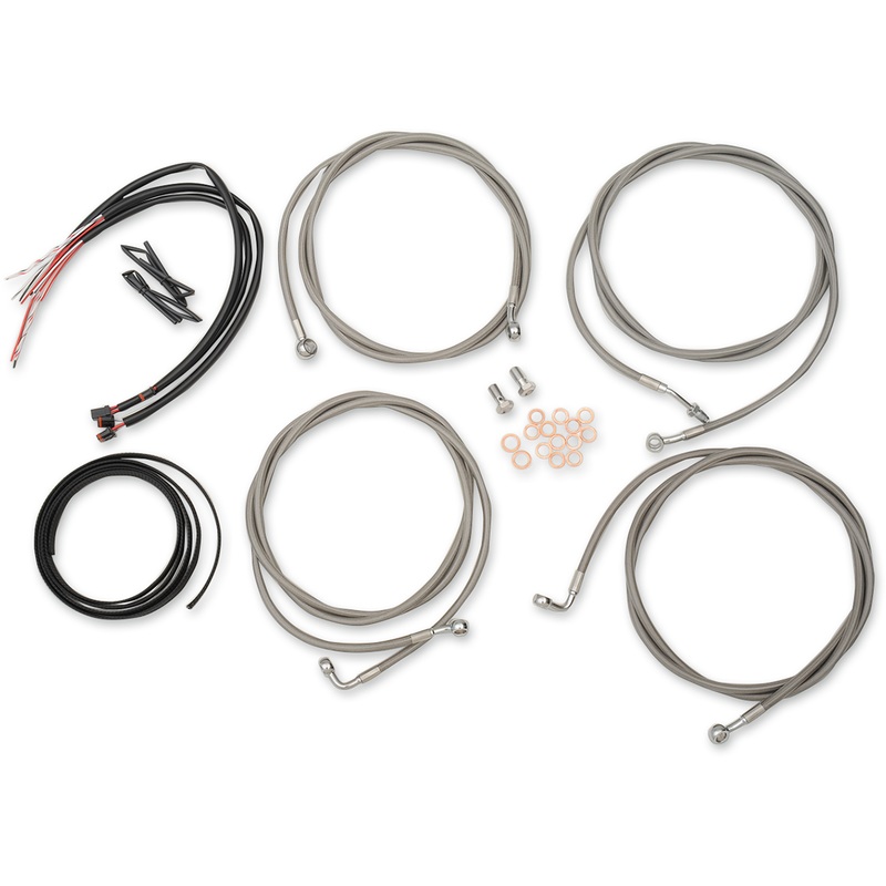 LA CHOPPERS Handlebar Cable/Brake Line Kit – Complete – 15 – 17 Handlebars – Stainless LA-8054KT2-16