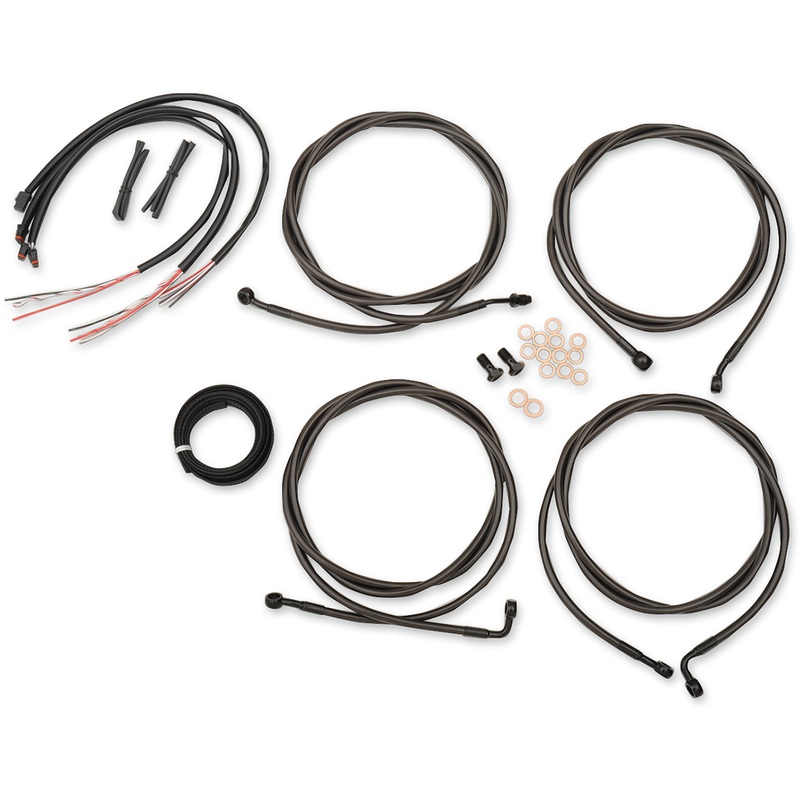 LA CHOPPERS Handlebar Cable/Brake Line Kit – Complete – 18 – 20 Handlebars – Midnight LA-8054KT2-19M