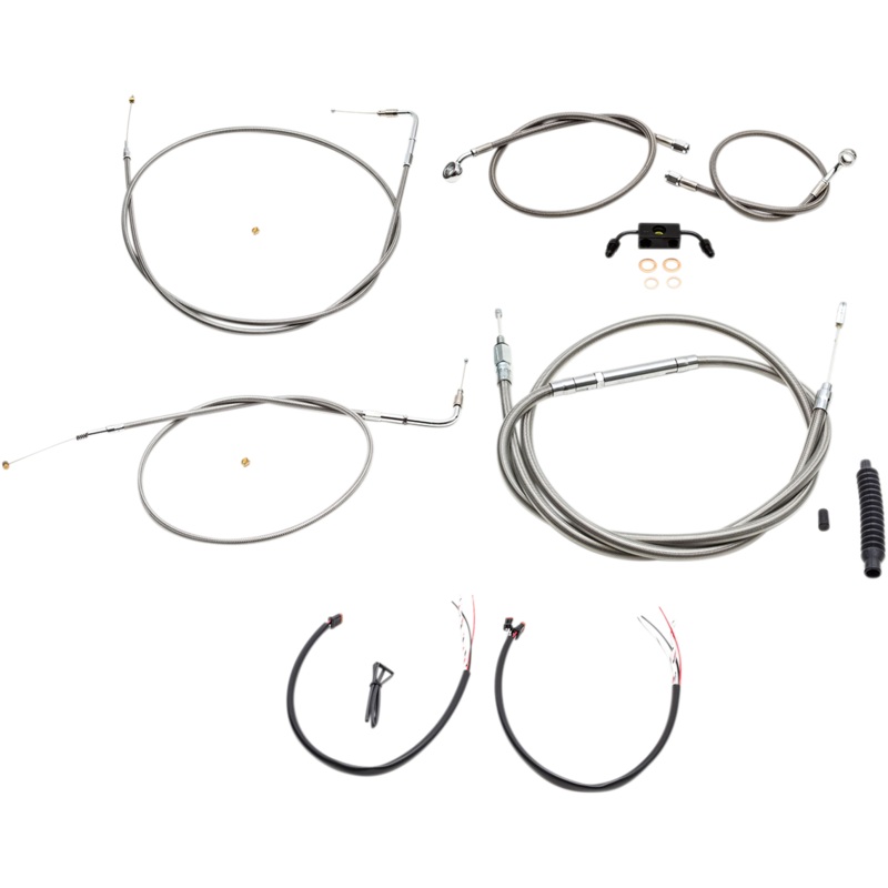 LA CHOPPERS Handlebar Cable/Brake Line Kit – Complete – 18 – 20 Handlebars – Stainless LA-8211KT2-19