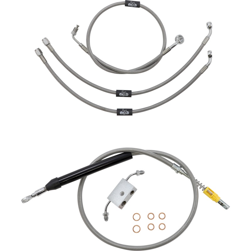 LA CHOPPERS Handlebar Cable/Brake Line Kit – Quick Connect – 12 – 14 Ape Hanger Handlebars – Stainless Steel LA-8157KT-13