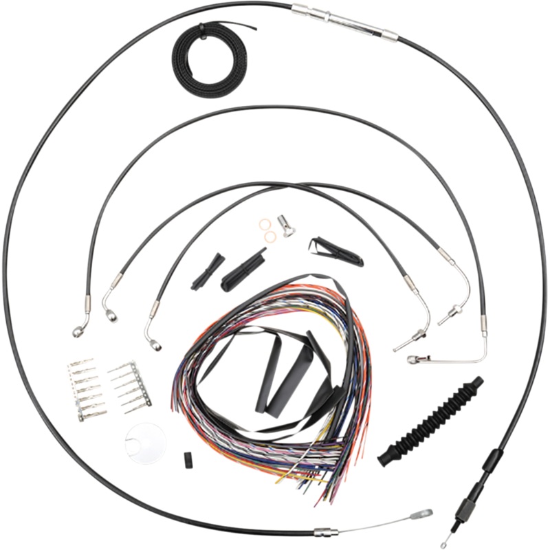 LA CHOPPERS Handlebar Cable/Brake Line Kit – Quick Connect – Complete – 12 – 14 Handlebars – Black LA-8155KT2-13B