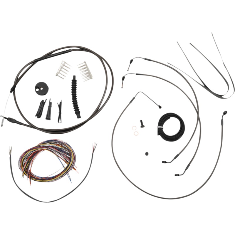 LA CHOPPERS Handlebar Cable/Brake Line Kit – Quick Connect – Complete – 12 – 14 Handlebars – Midnight LA-8155KT2-13M