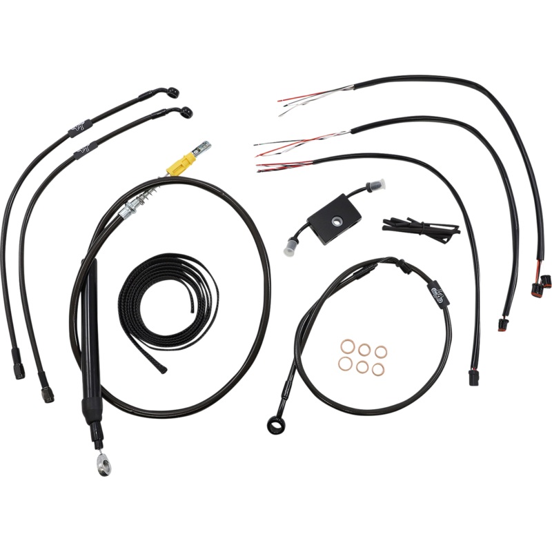LA CHOPPERS Handlebar Cable/Brake Line Kit – Quick Connect – Complete – 12 – 14 Handlebars – Midnight LA-8157KT2-13M