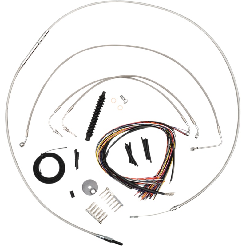 LA CHOPPERS Handlebar Cable/Brake Line Kit – Quick Connect – Complete – 12 – 14 Handlebars – Stainless LA-8155KT2-13