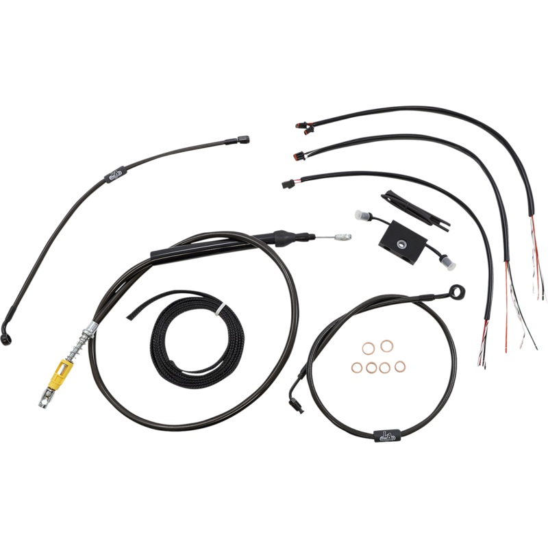 LA CHOPPERS Handlebar Cable/Brake Line Kit – Quick Connect – Complete – 15 – 17 Handlebars – Midnight LA-8157KT2-16M