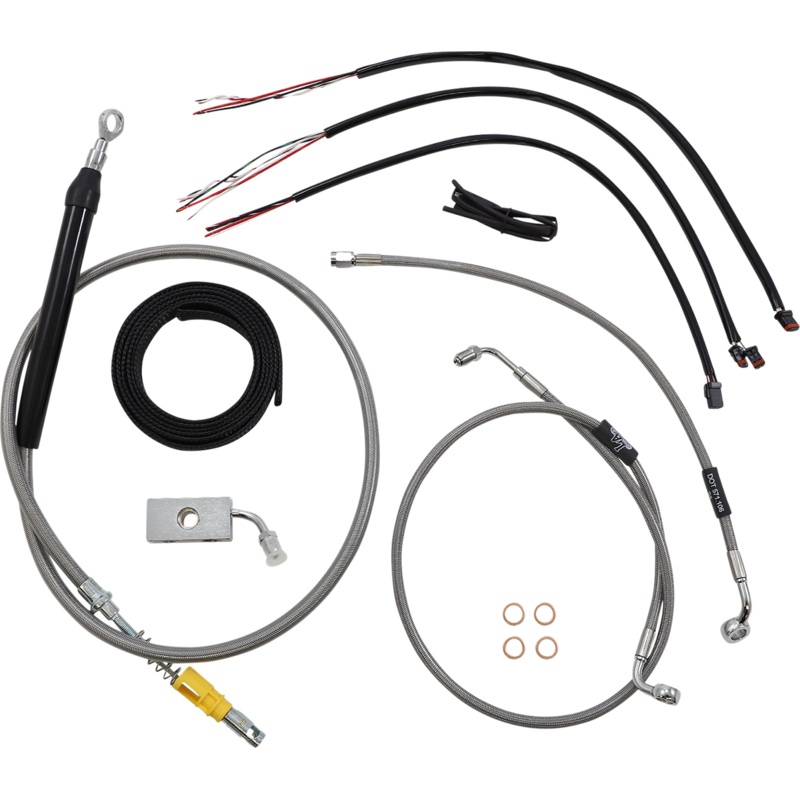 LA CHOPPERS Handlebar Cable/Brake Line Kit – Quick Connect – Complete – 15 – 17 Handlebars – Stainless LA-8155KT2-16