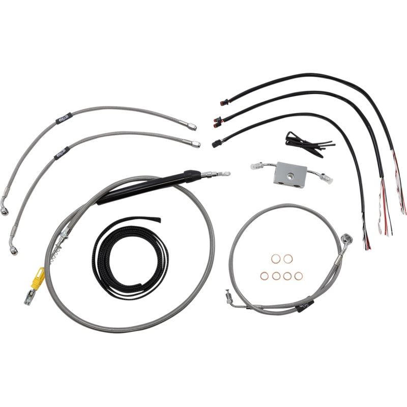 LA CHOPPERS Handlebar Cable/Brake Line Kit – Quick Connect – Complete – 15 – 17 Handlebars – Stainless LA-8157KT2-16