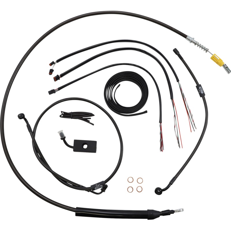 LA CHOPPERS Handlebar Cable/Brake Line Kit – Quick Connect – Complete – 18 – 20 Handlebars – Midnight LA-8155KT2-19M