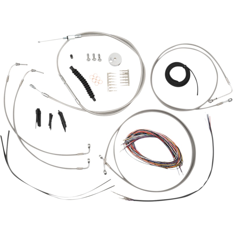 LA CHOPPERS Handlebar Cable/Brake Line Kit – Quick Connect – Complete – Mini Handlebars – Stainless LA-8157KT2-08